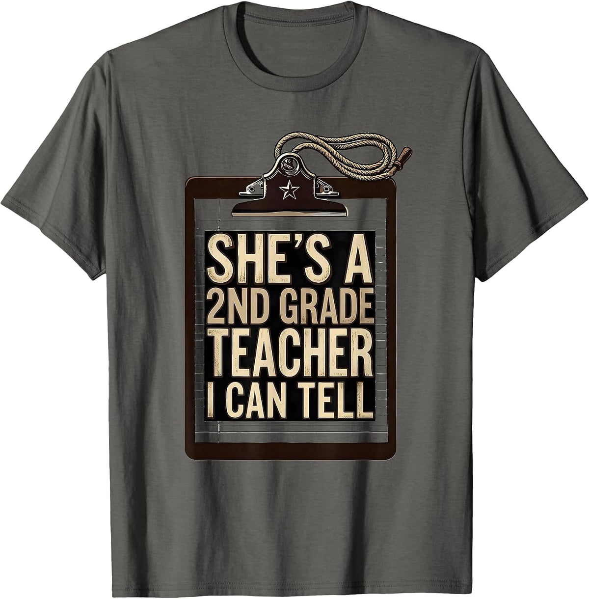 She's A 2nd Grade Teacher I Can Tell Western Cowgirl Back T-Shirt - Asphalt Grey