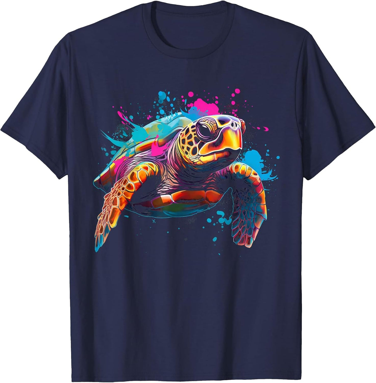Sea Turtle Beach Lover Ocean Animal Graphic Novelty T-Shirt - Navy Blue
