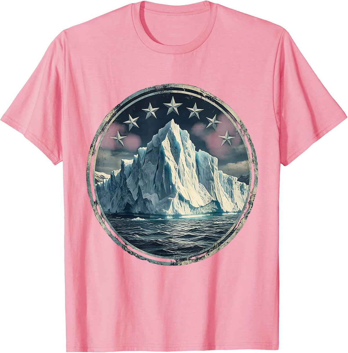 Men's Iceberg Starry Night Sky Cruise Design T-Shirt - Pink