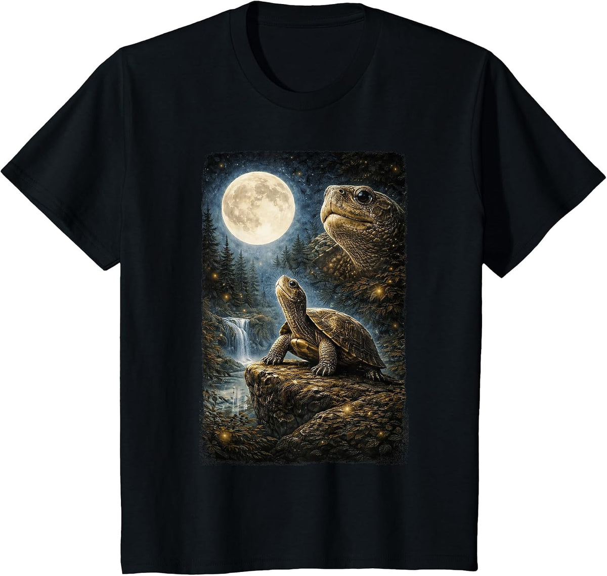 Funny Turtle Art Design Turtle Howling at The Moon T-Shirt - Black