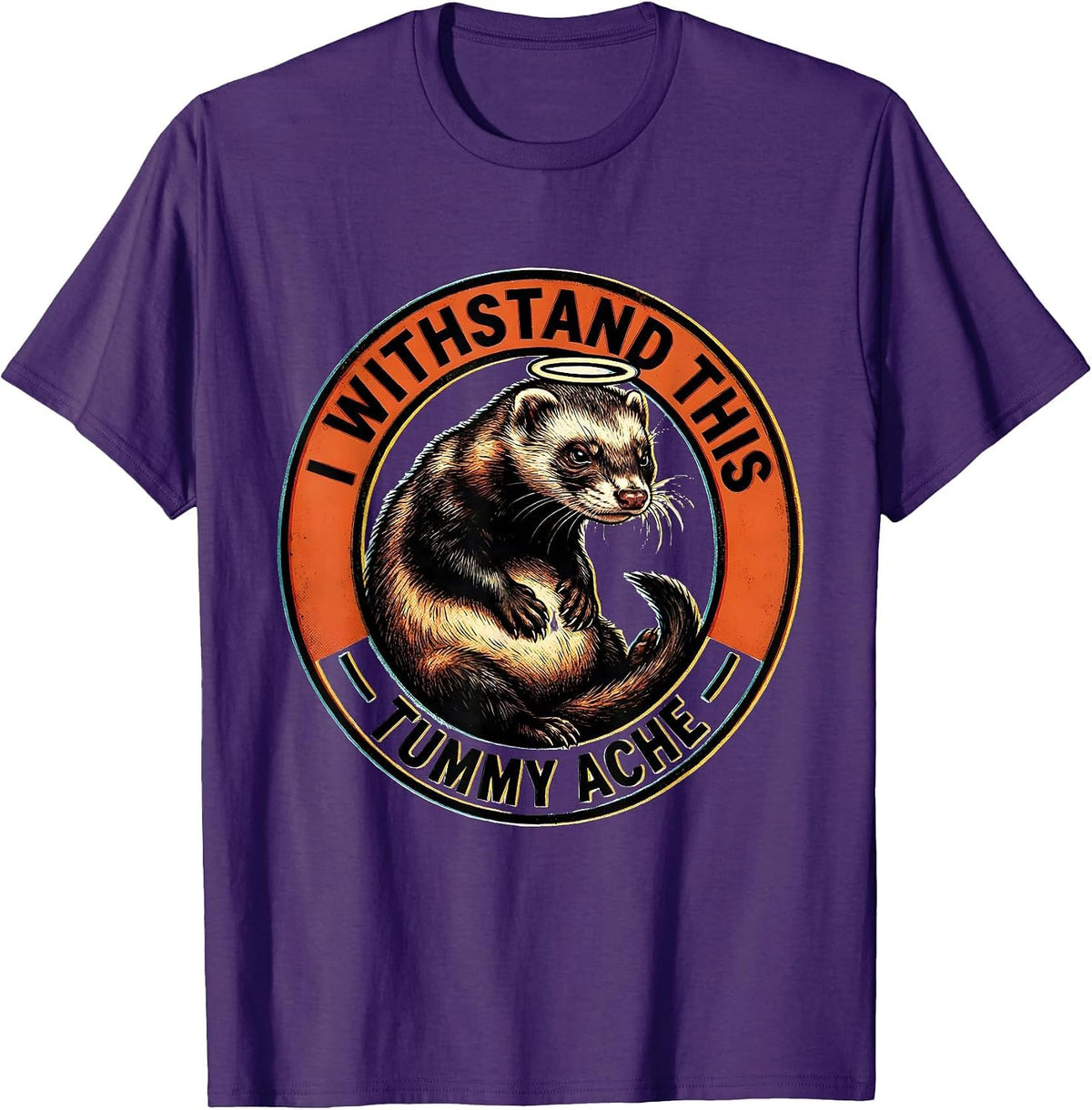 I Withstand This Tummy Ache Funny Ferret Meme Bootleg T-Shirt - Purple