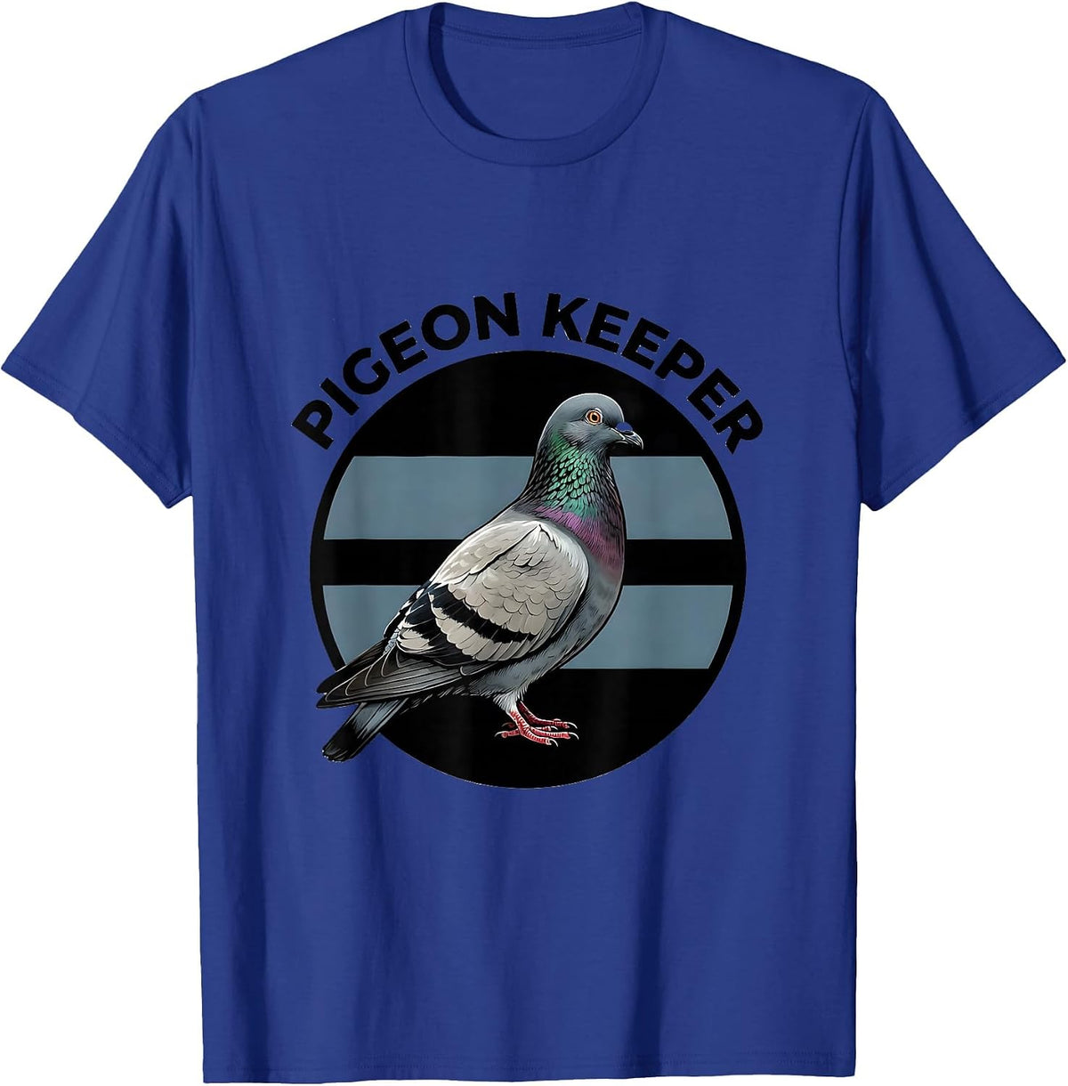 Men's Pigeon Keeper Bold Arched Lettering Pigeon Bird Badge Patch T-Shirt - Royal Blue