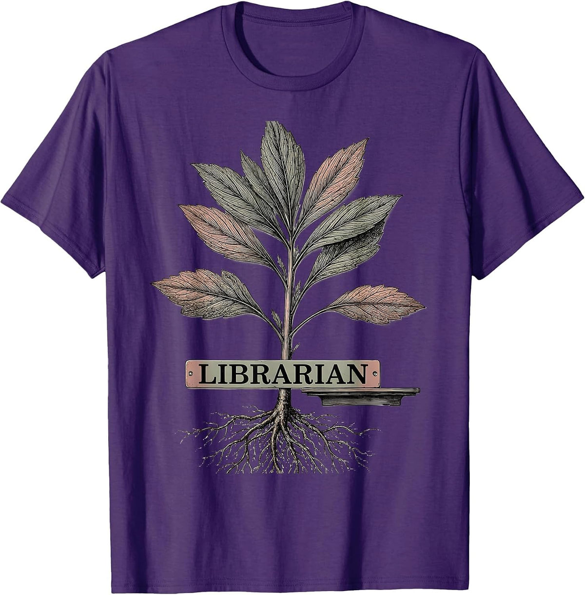 Librarian Botanical Teacher Gift School Start Appreciation T-Shirt - Purple