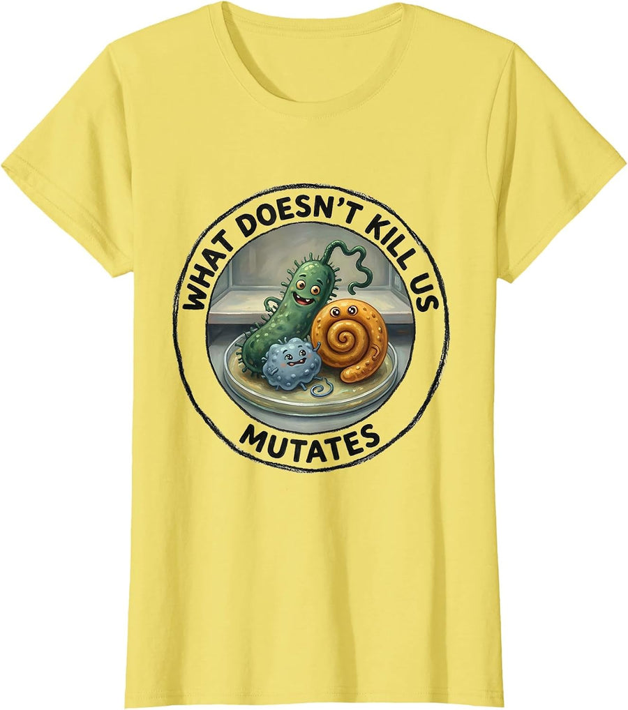 Women's What Doesn't Kill Us Mutates Storybook Lab Week Biologist T-Shirt - Lemon Yellow
