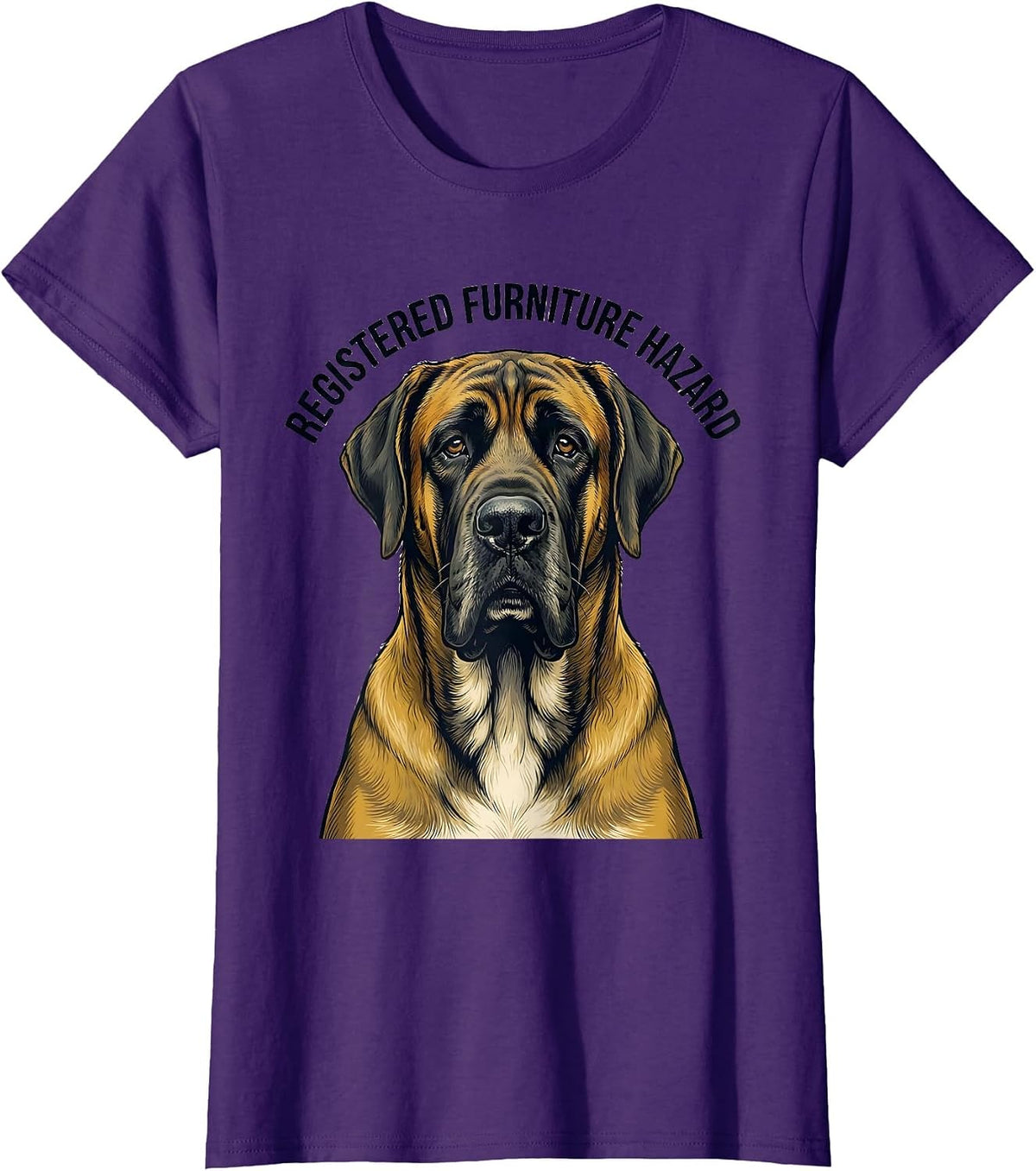 Women's Registered Furniture Hazard Funny Great Dane Dog Lover Meme T-Shirt - Purple
