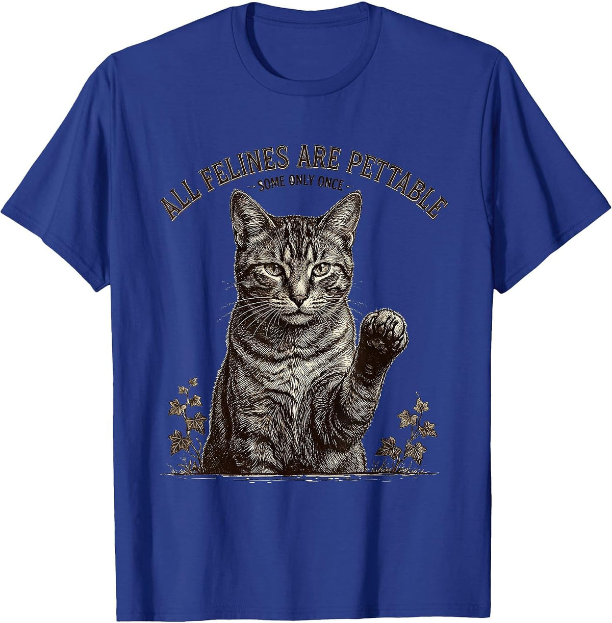 All Felines Are Pettable Some Only Once Funny Cat Lover T-Shirt - Royal Blue