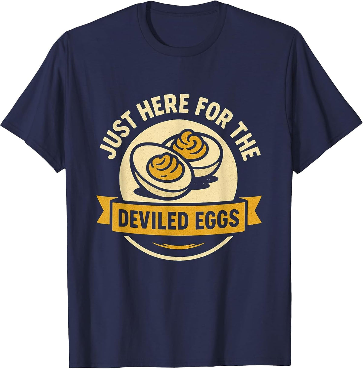 Funny Deviled Eggs Thanksgiving Food Humor T-Shirt - Navy Blue