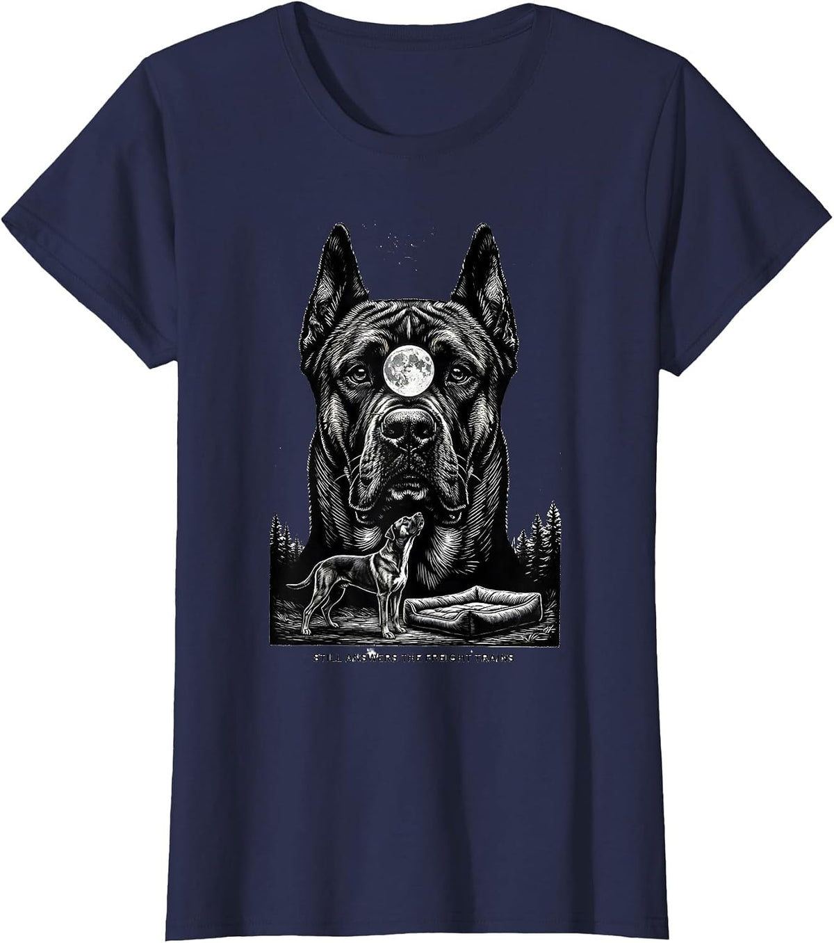 Women's Still Answers the Freight Trains Vintage Great Dane Nature T-Shirt - Navy Blue