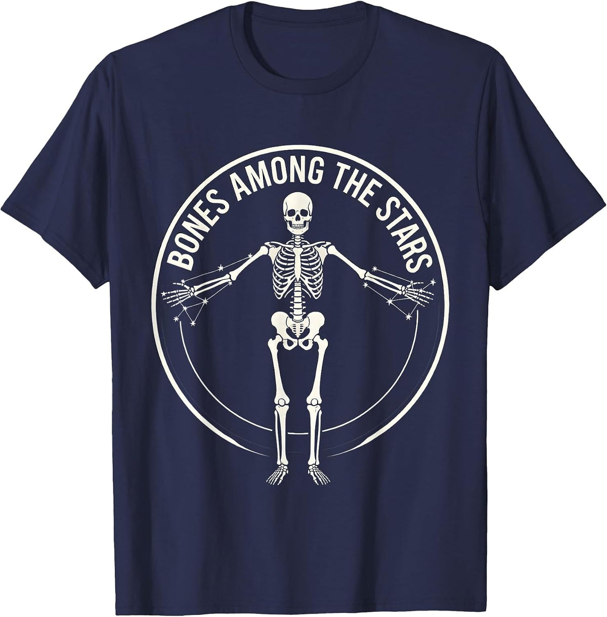 Men's Halloween Skeleton Constellation Bones Among the Stars T-Shirt - Navy Blue