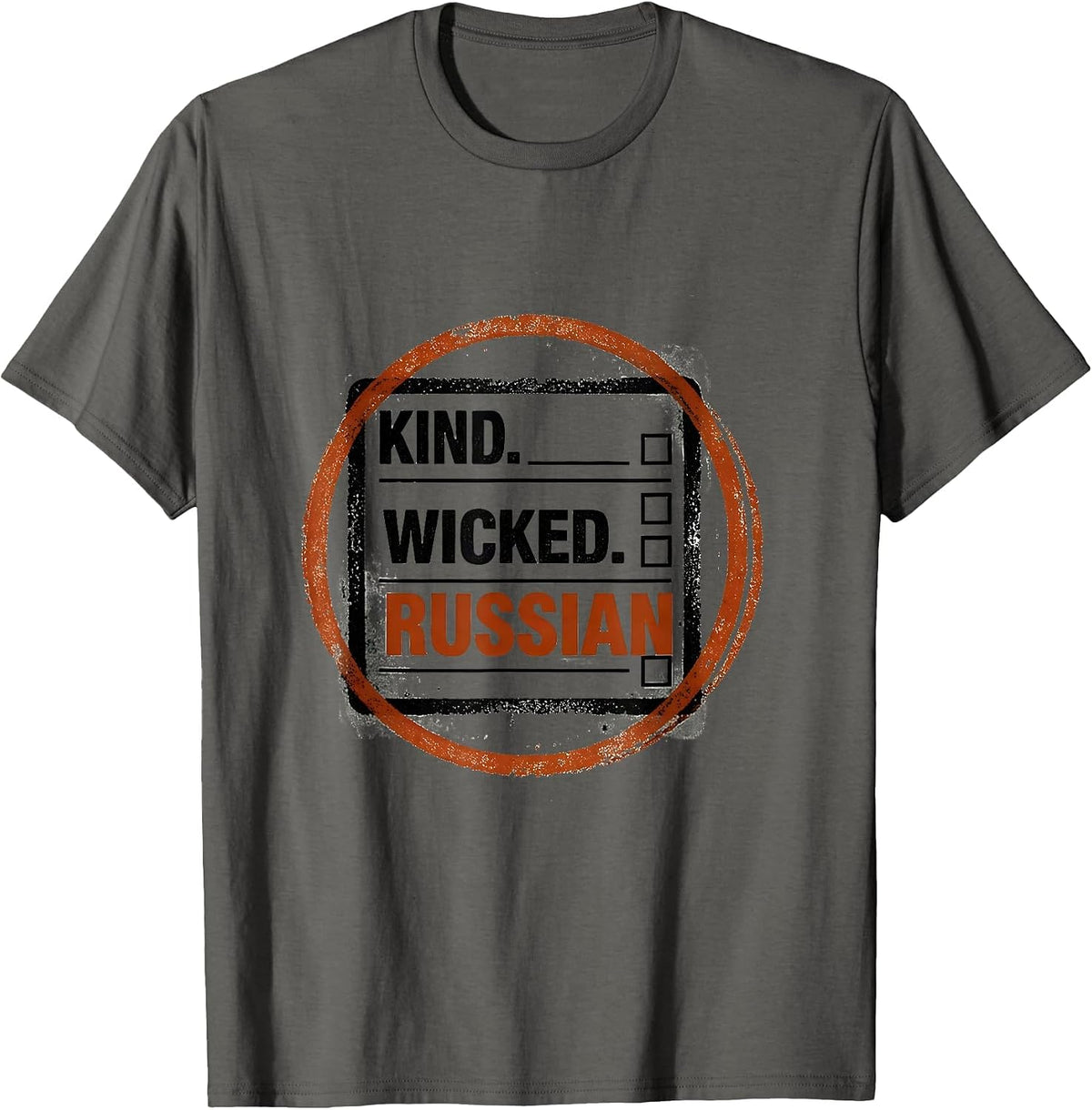Kind Wicked Russian Rubber Stamp Heritage Gift T-Shirt - Asphalt Grey
