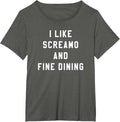 I Like Screamo and FINE Dining Funny Emo Goth Punk Music T-Shirt, Women's Plus, Asphalt Grey, 1X - As Pictured