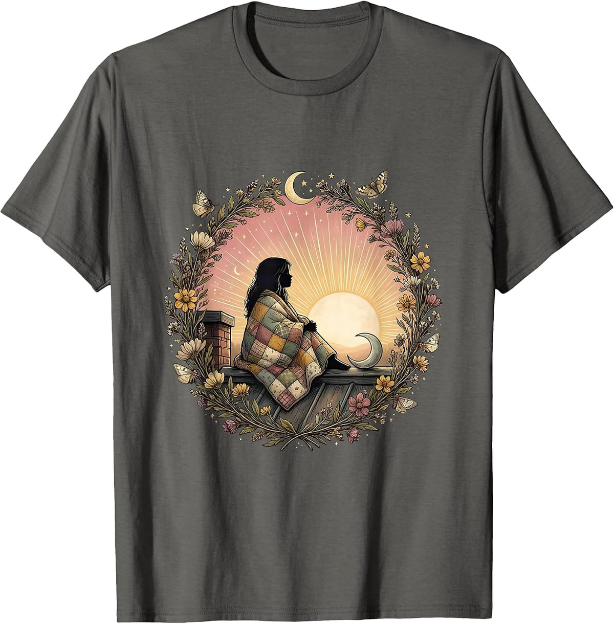 Autism Awareness Rooftop Sunrise Blanket Girl T-Shirt - Asphalt Grey
