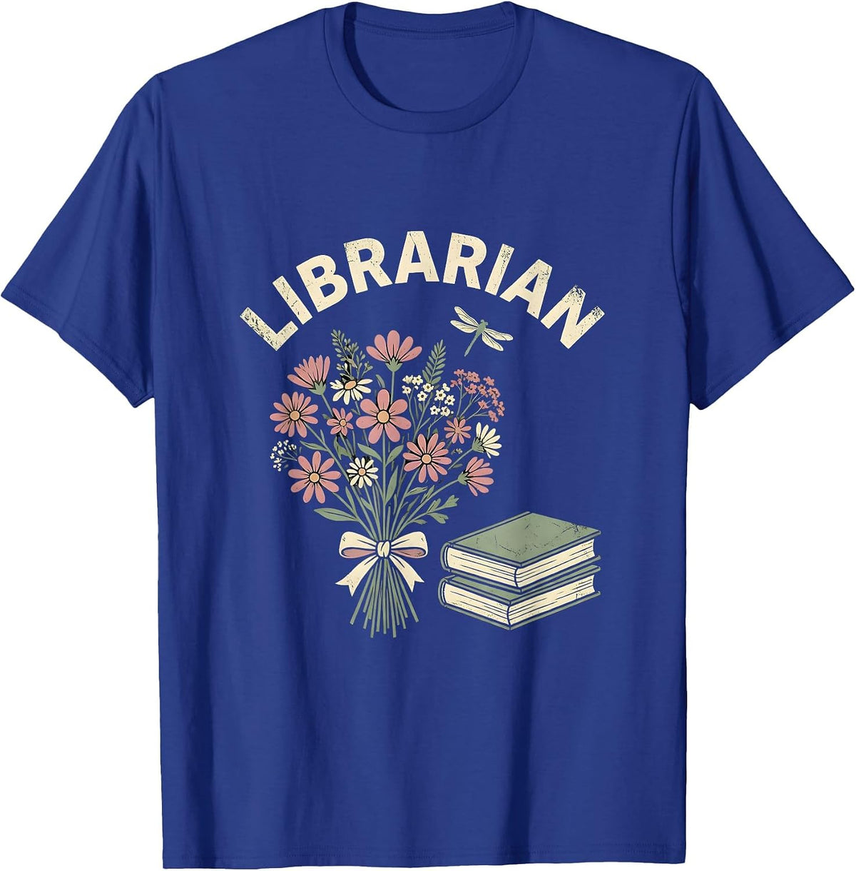 Men's Librarian Floral Boho Teacher Gift School Start Appreciation T-Shirt - Royal Blue