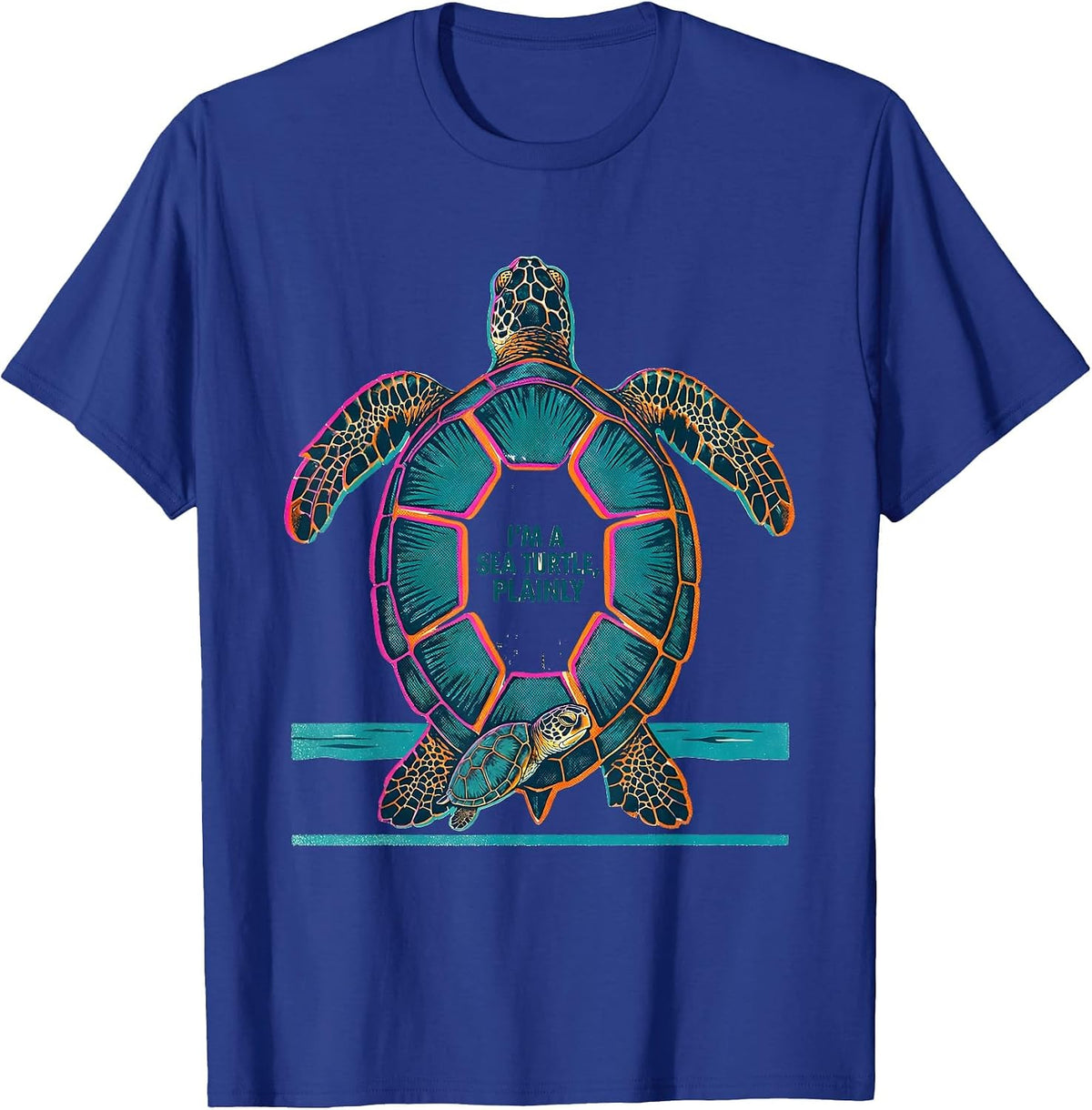 Men's I'm A Sea Turtle Plainly Retro Sea Turtle Lover Vacation T-Shirt - Royal Blue