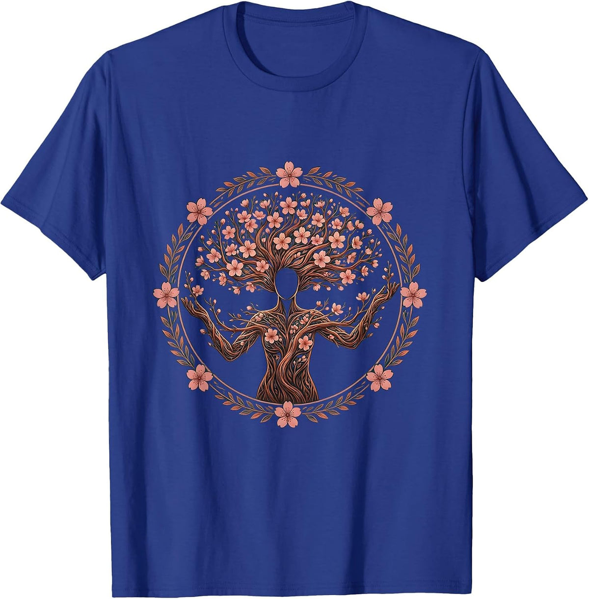 Autism Awareness Cherry Blossom Silhouette Design T-Shirt - Royal Blue