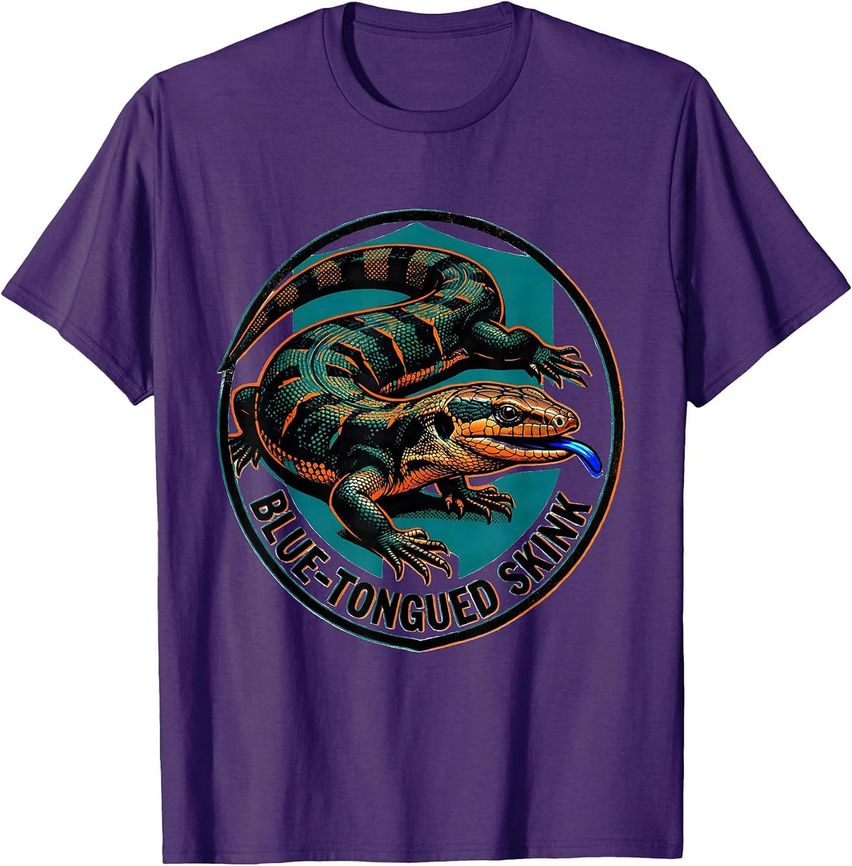 Men's Blue-Tongued Skink Risograph Reptile Lover Biologist Gift T-Shirt - Purple