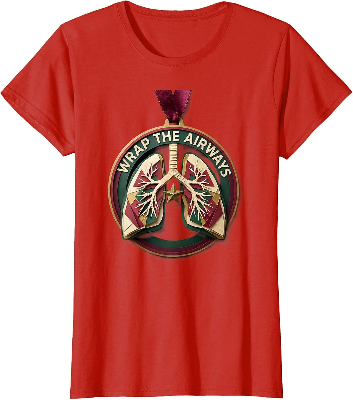 Wrap The Airways Paper Cutout Respiratory Therapist T-Shirt - Red