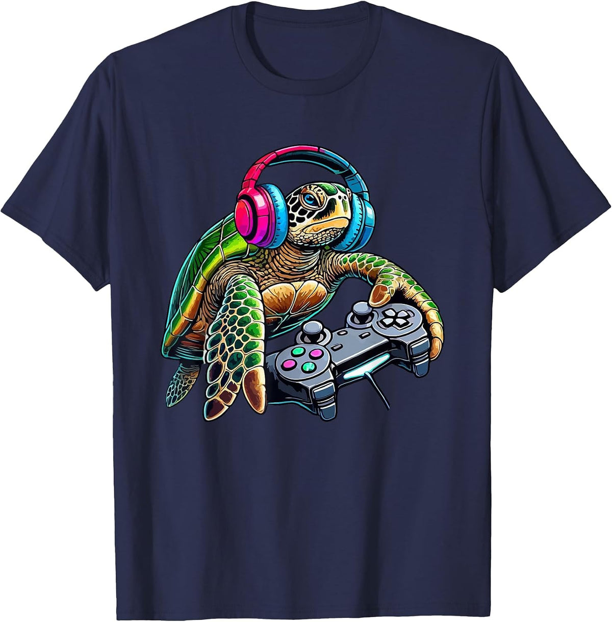 Funny Sea Turtle Video Games Lover Gamer Gaming T-Shirt - Navy Blue