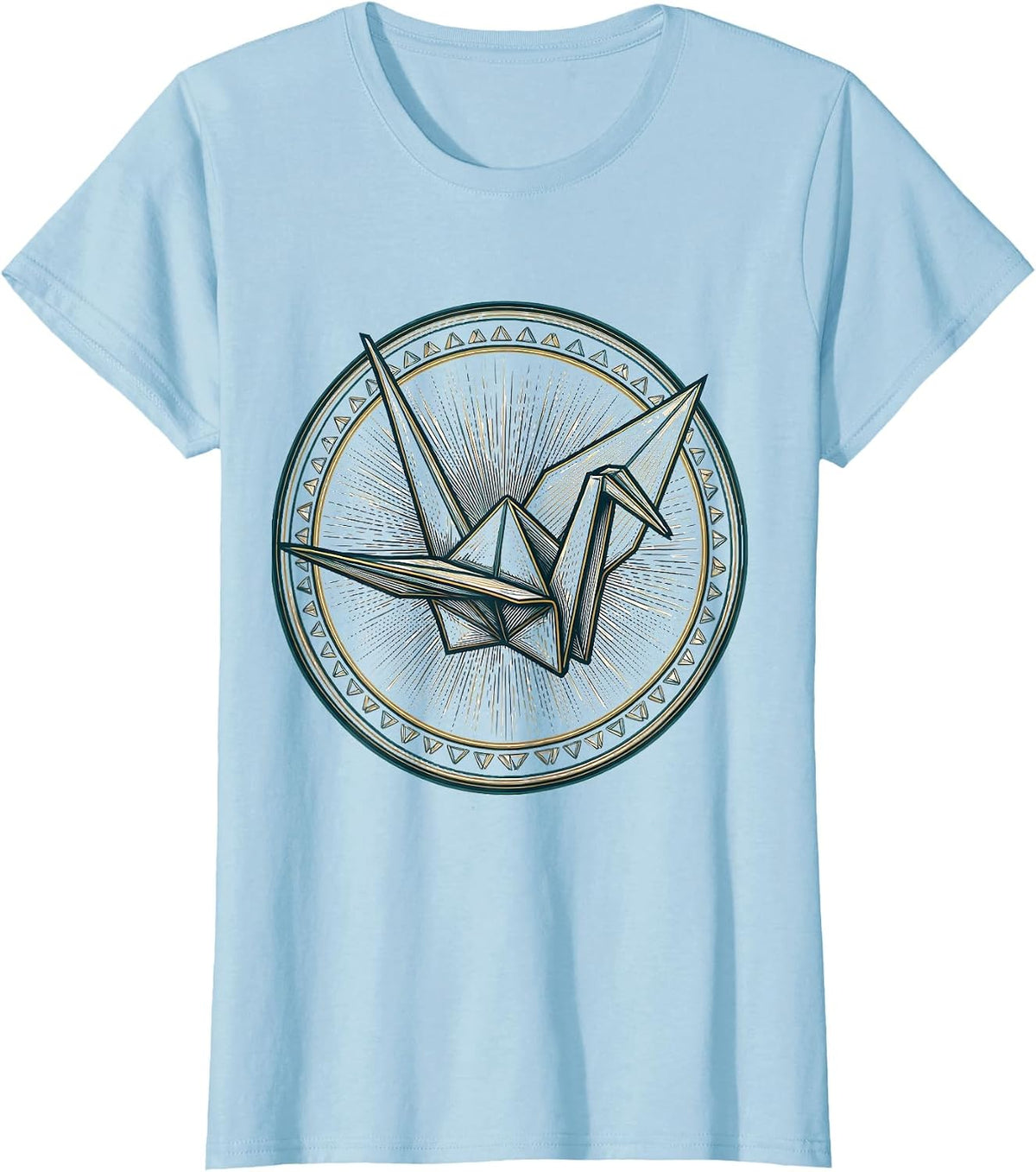 Autism Awareness Colorful Origami Crane Design T-Shirt - Baby Blue