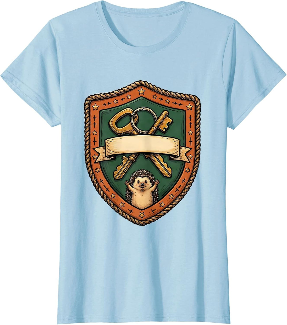 Shield Badge Social Worker Advocacy Humor Folk Art Mascot T-Shirt - Baby Blue