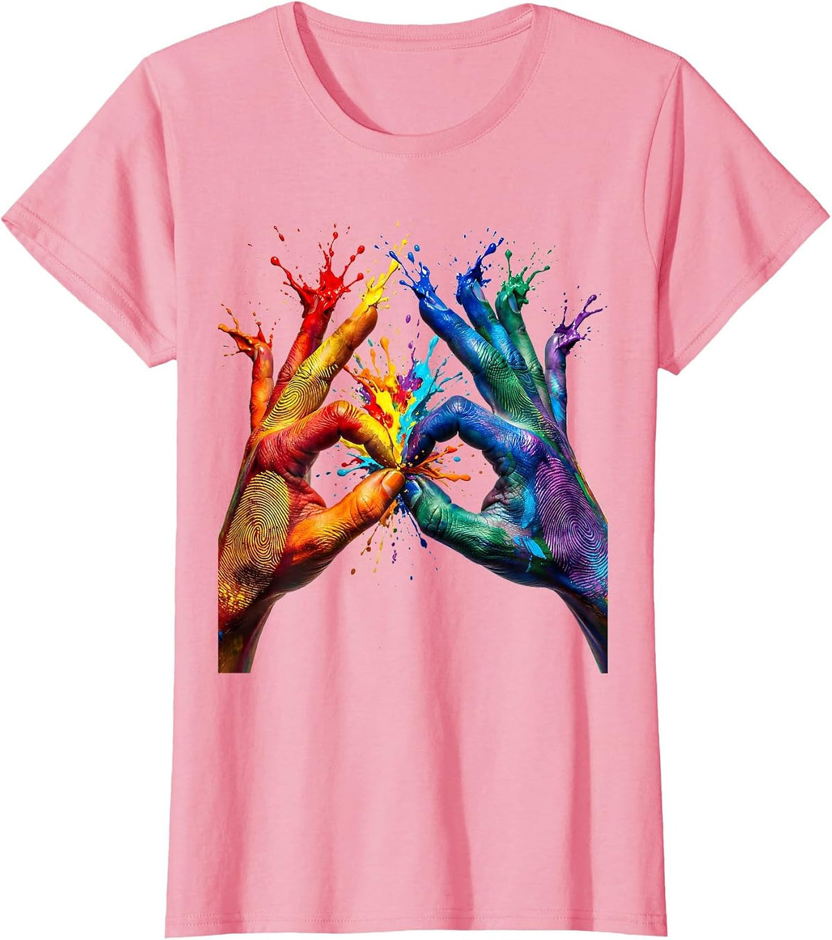 Women's Autism Awareness Mismatched Fingerprint Hands T-Shirt - Pink