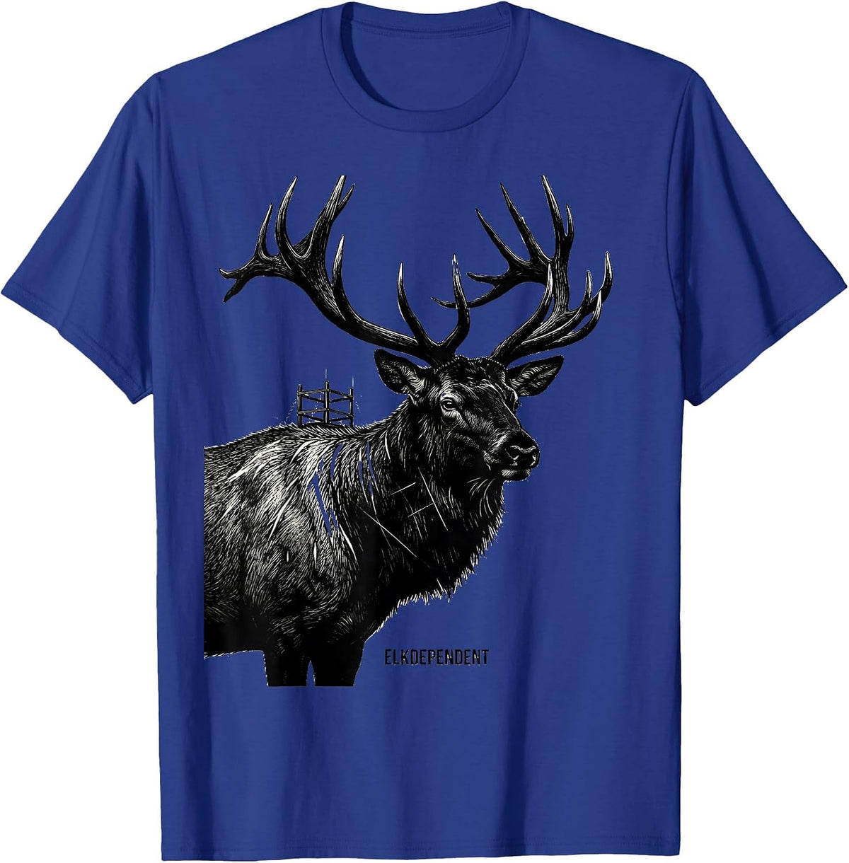 Elkdependent Scratchboard Elk Hunting Silhouette Outdoor T-Shirt - Royal Blue