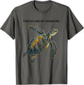 Turtles Are My Signature Midcentury Modern Sea Turtle Lover T-Shirt - Asphalt Grey