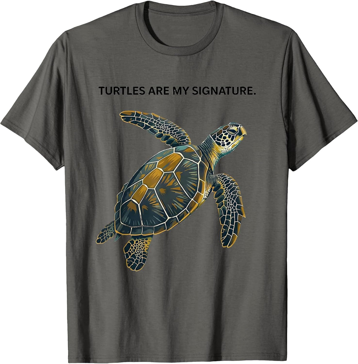 Turtles Are My Signature Midcentury Modern Sea Turtle Lover T-Shirt - Asphalt Grey