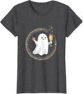 Women's Boo-Jee Ghost Sipping Champagne Illustration T-Shirt - Dark Heather Grey