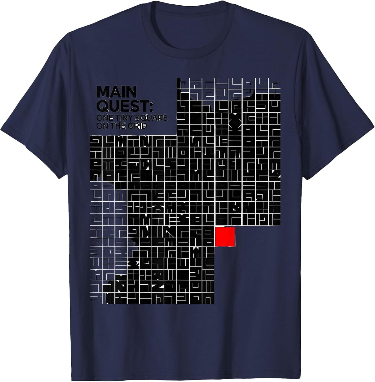 Main Quest One Tiny Square On The Grid Funny RPG Gamer T-Shirt - Navy Blue