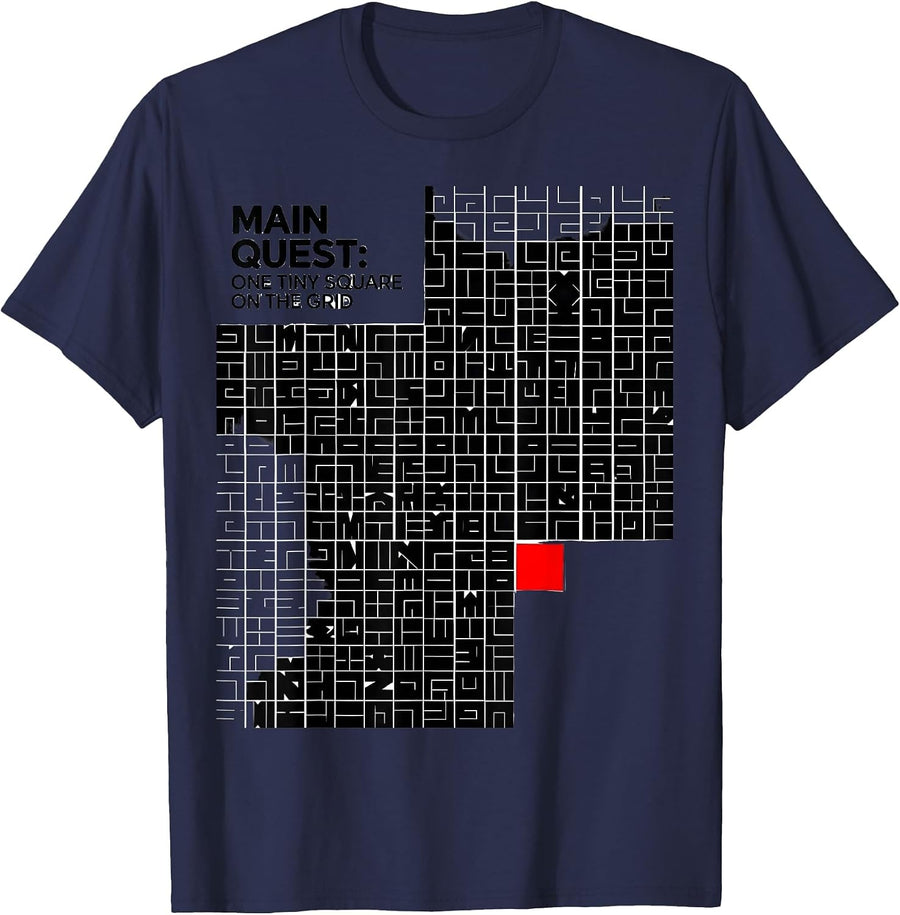 Main Quest One Tiny Square On The Grid Funny RPG Gamer T-Shirt - Navy Blue