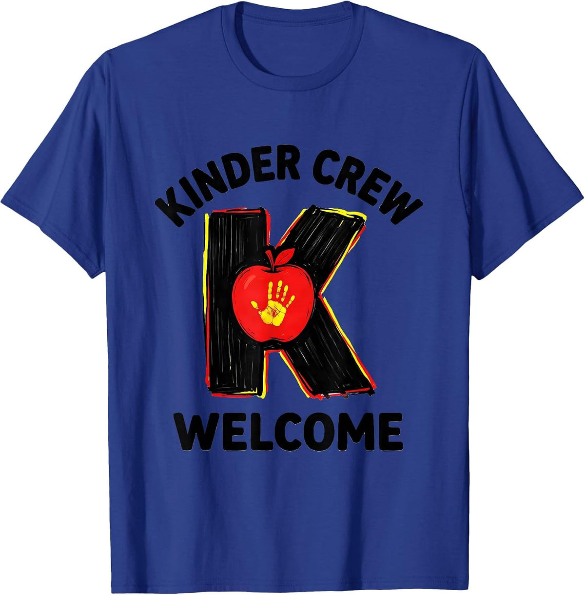 Kinder Crew Welcome Playful Kindergarten Teacher Back To T-Shirt - Royal Blue