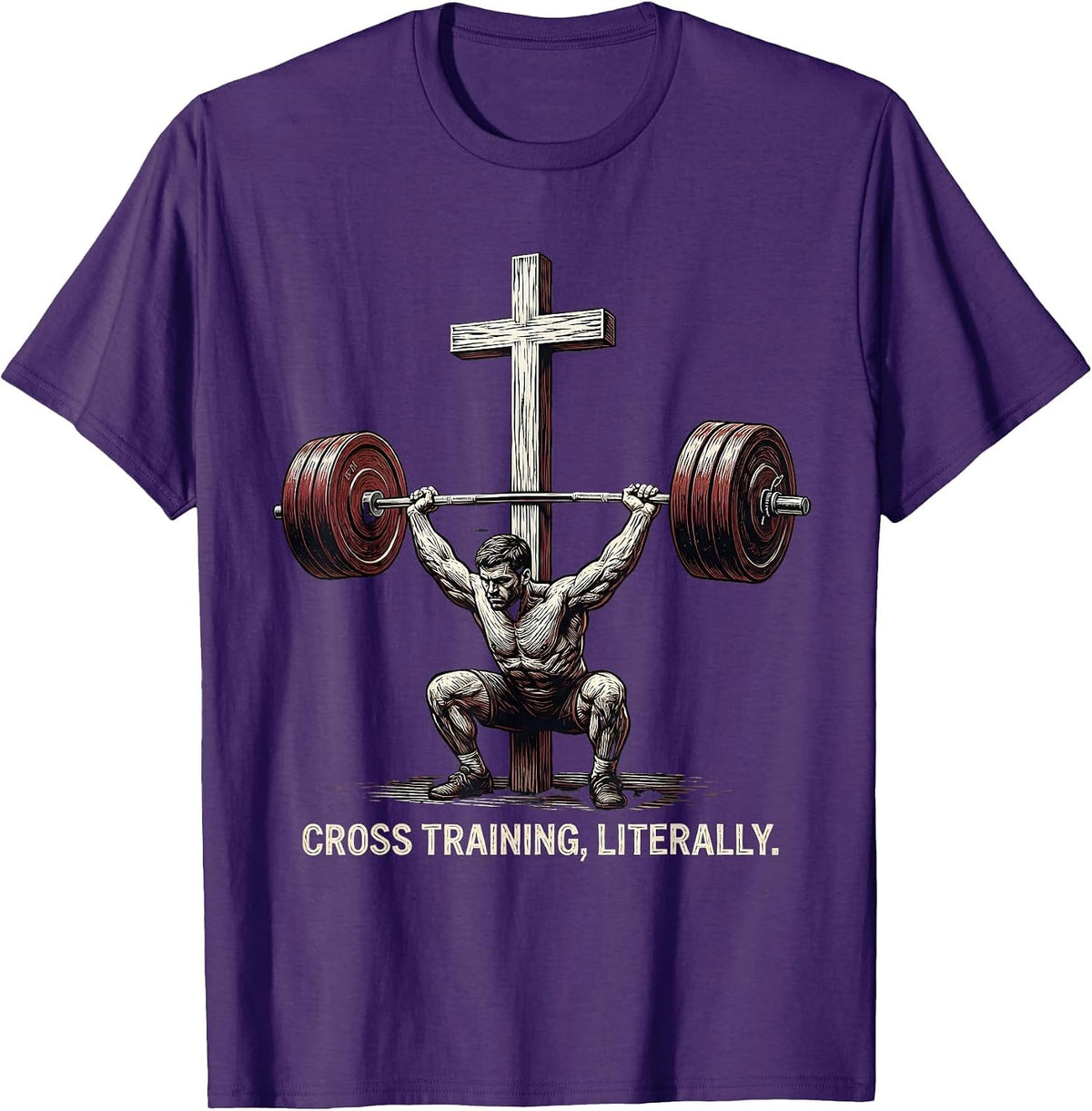 Men's Cross Training, Literally Funny Christian Weightlifter T-Shirt - Purple