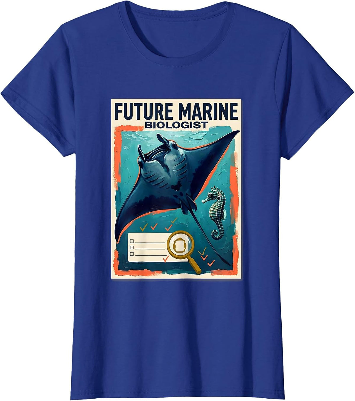 Women's Future Marine Biologist Cute Ocean Wildlife Marine Science T-Shirt - Royal Blue