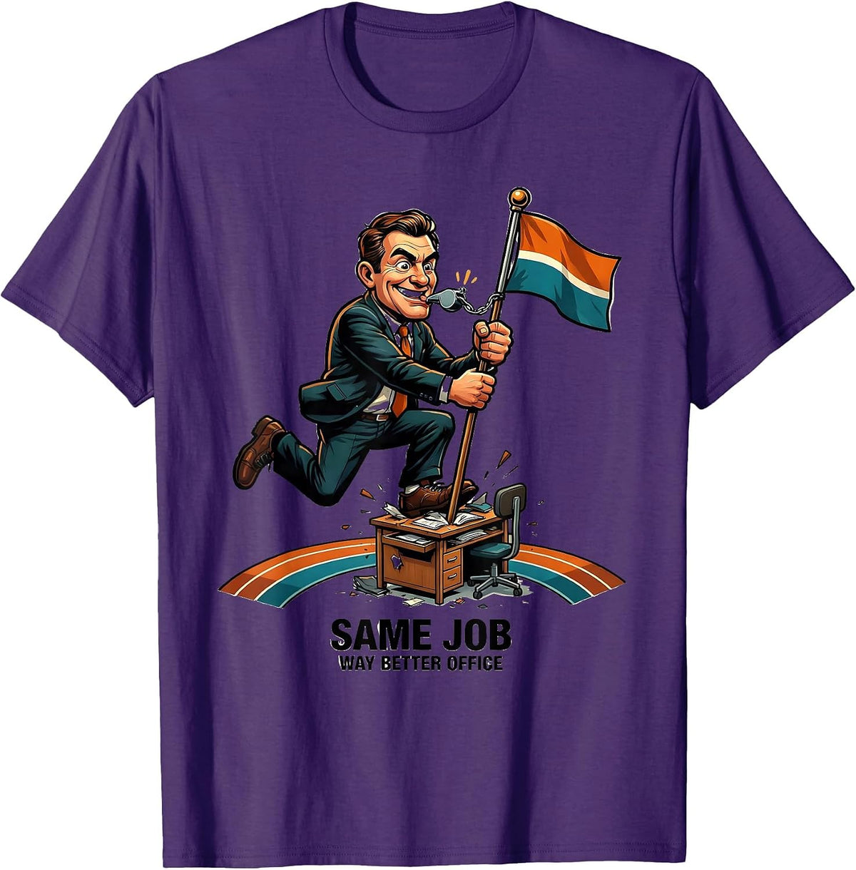 Men's Same Job, Way Better Office Funny PE Teacher Gym Coach Back T-Shirt - Purple