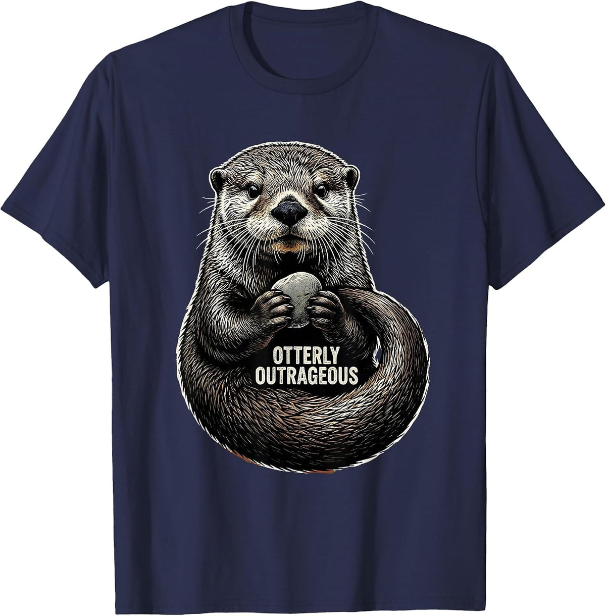 Otterly Outrageous Funny Otter Lover Gift For Animal T-Shirt - Navy Blue