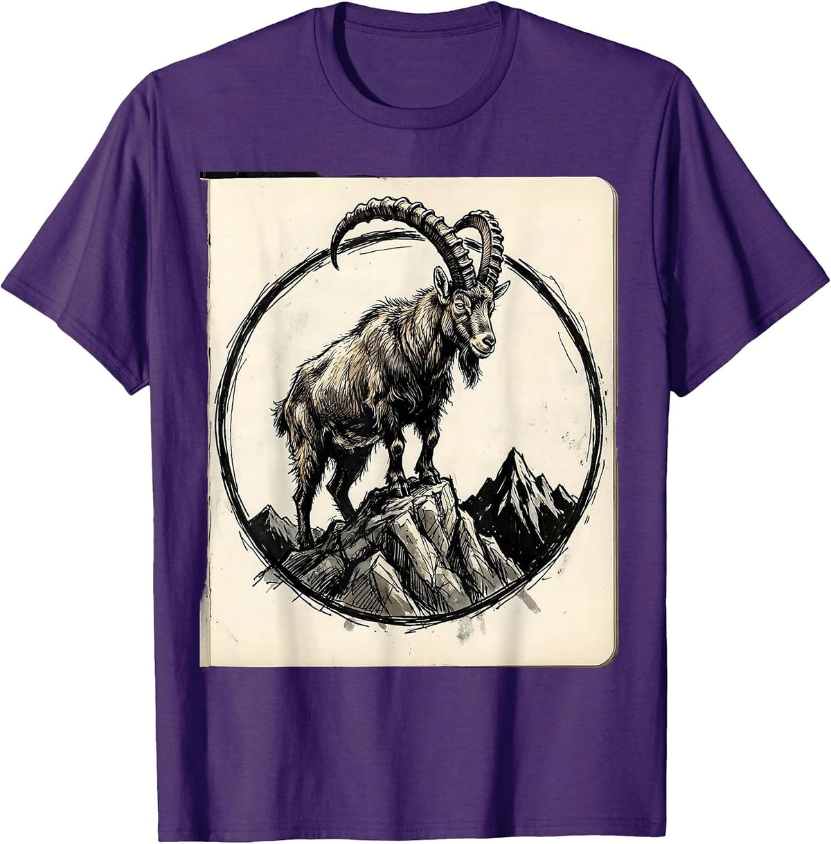Mountain Goat Summit Peak Wilderness Design T-Shirt - Purple