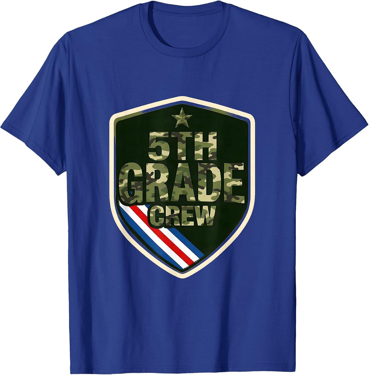 5TH GRADE CREW Patriotic Camo Back To School Boy Teacher T-Shirt - Royal Blue