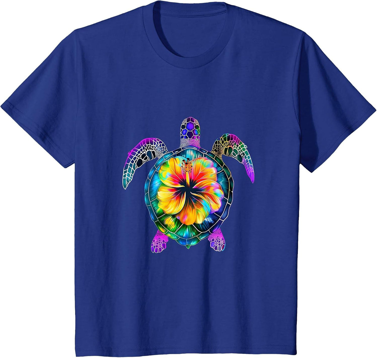 Hawaiian Tie Dye Sea Turtle Cute Hawaii for Men and Women T-Shirt - Royal Blue