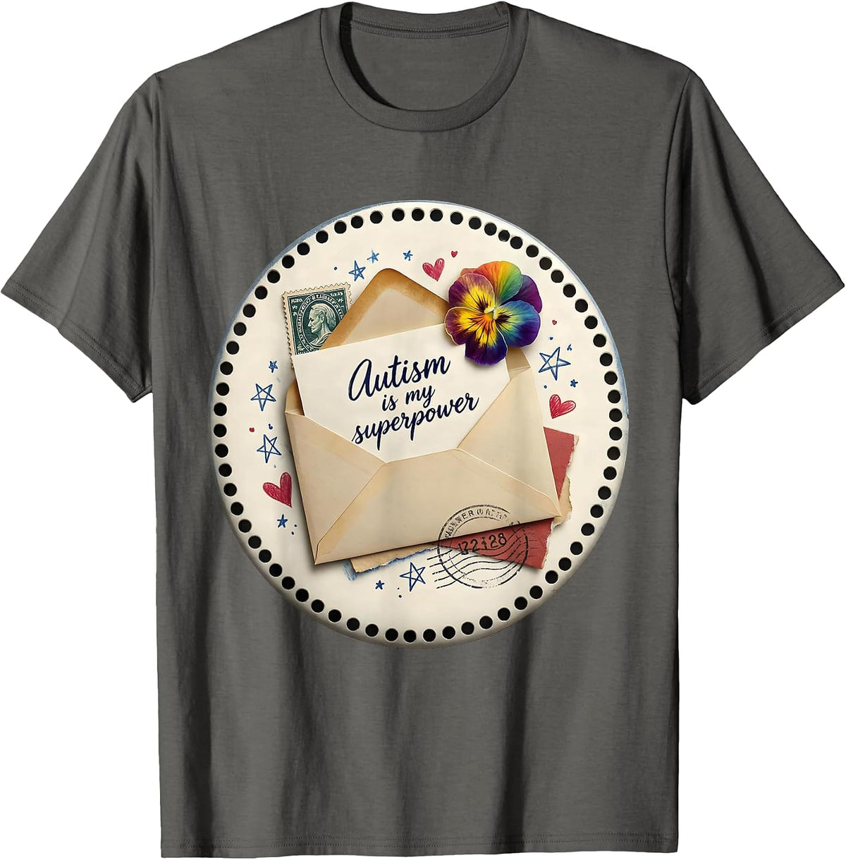 Men's Autism Is My Superpower Awareness Design T-Shirt - Asphalt Grey