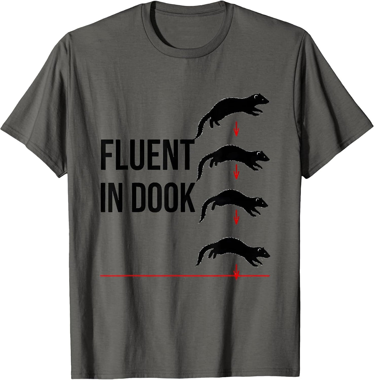 Fluent In Dook Funny Ferret Lover Gift Christmas T-Shirt - Asphalt Grey