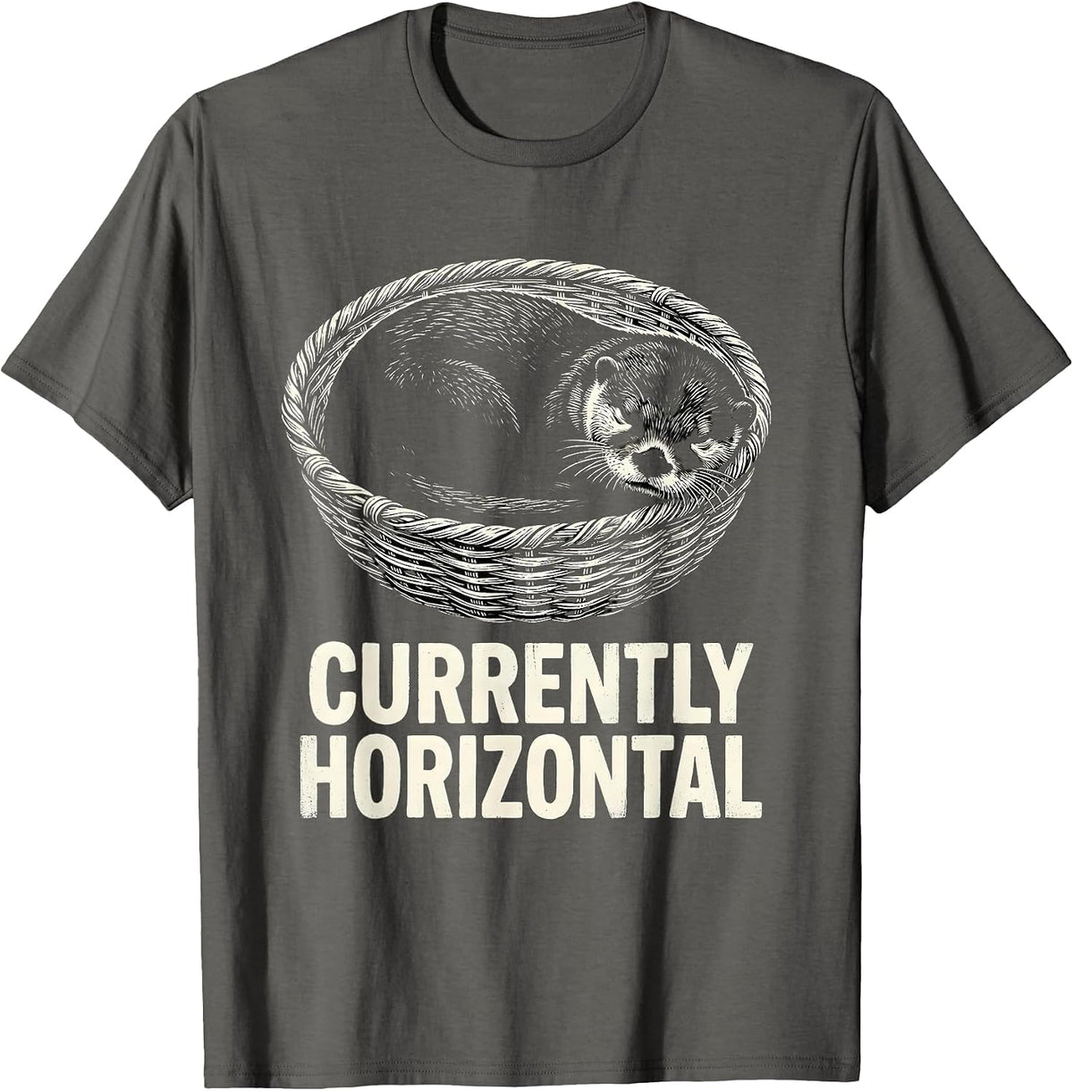 Currently Horizontal Otter Sleepshirt Animal Lover T-Shirt - Asphalt Grey