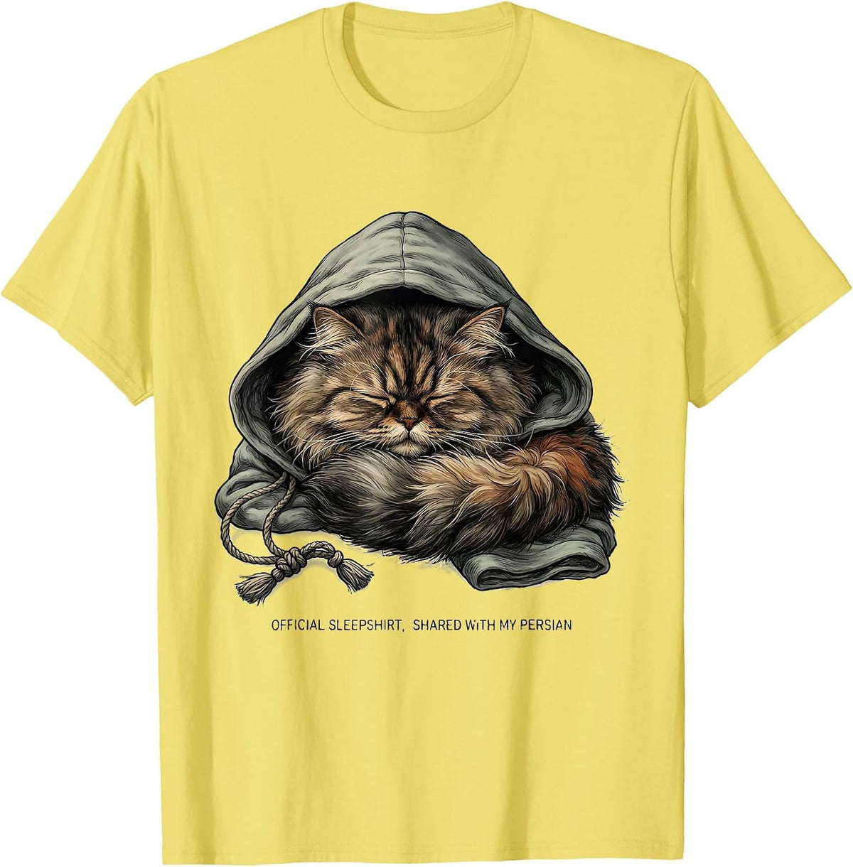 Men's Official Sleepshirt, Shared With My Persian Cat Lover T-Shirt - Lemon Yellow