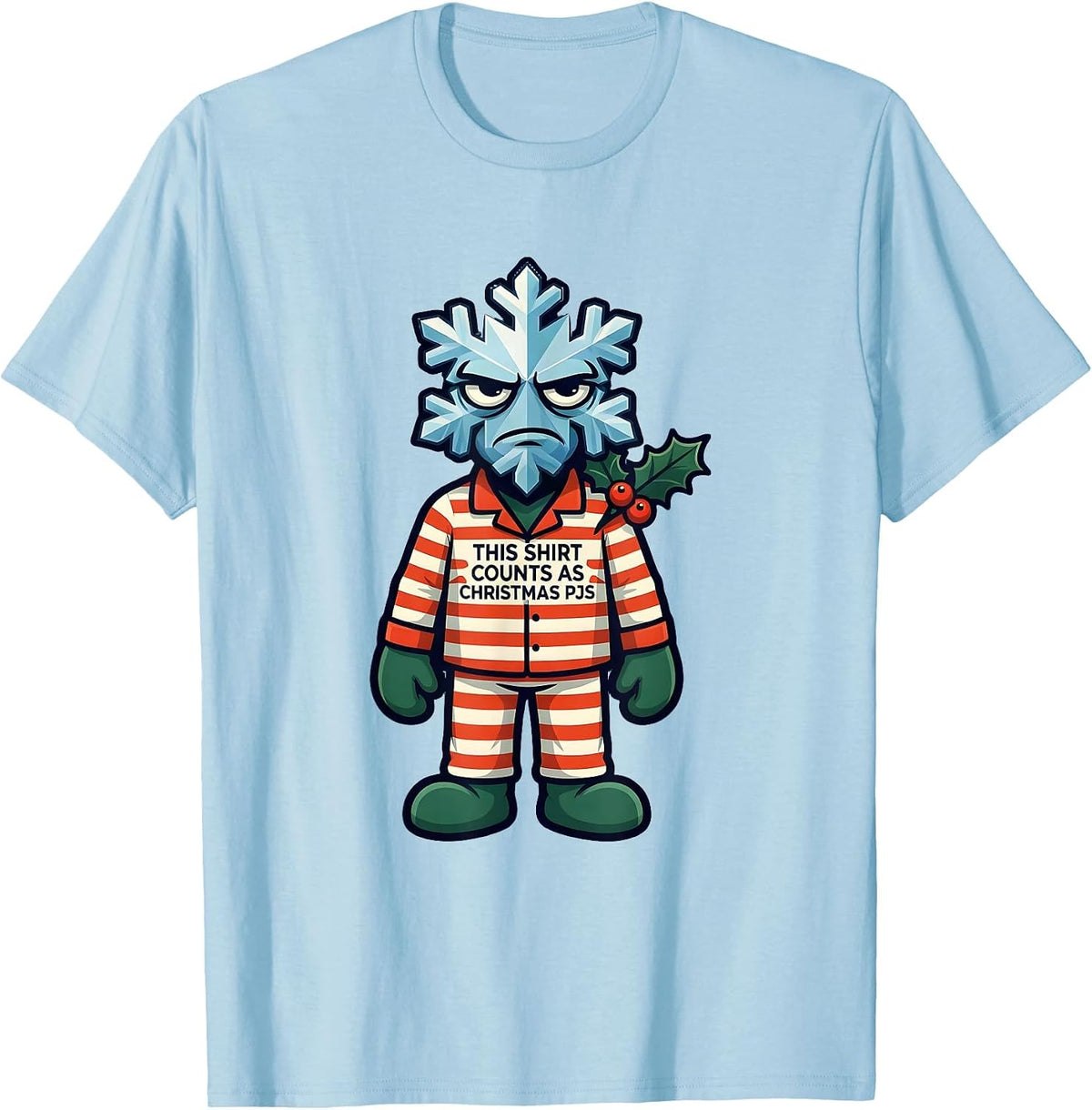 Men's This Shirt Counts As Christmas PJs Funny Family Holiday T-Shirt - Baby Blue