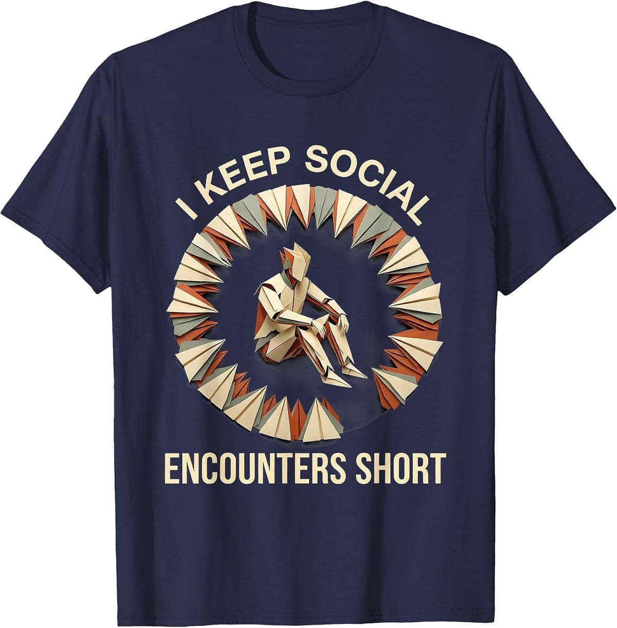 I Keep Social Encounters Short Funny Introvert Antisocial T-Shirt - Navy Blue