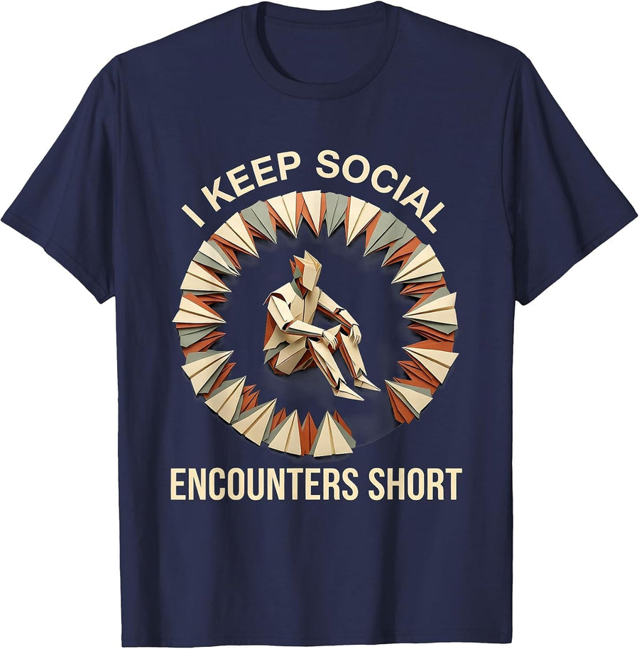 I Keep Social Encounters Short Funny Introvert Antisocial T-Shirt - Navy Blue