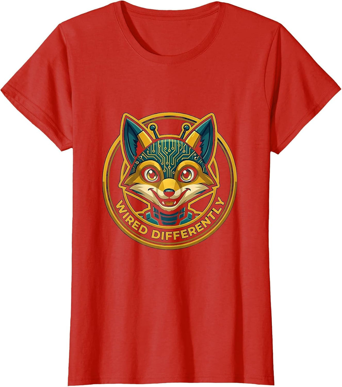 Wired Differently Autism Awareness Design T-Shirt - Red