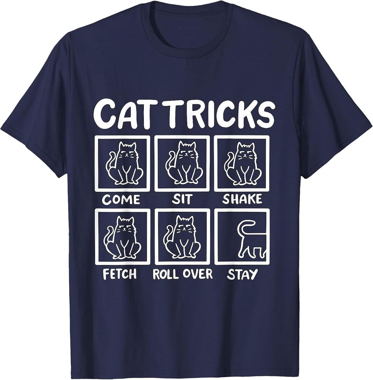 Cat Tricks T-Shirt - Navy Blue