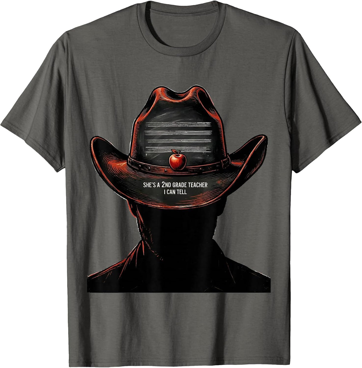 She's A 2nd Grade Teacher, I Can Tell Western Cowgirl Back T-Shirt - Asphalt Grey