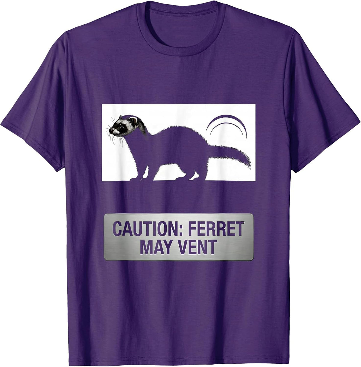Men's Caution: Ferret May Vent Funny Fart Joke Animal Meme Humor T-Shirt - Purple